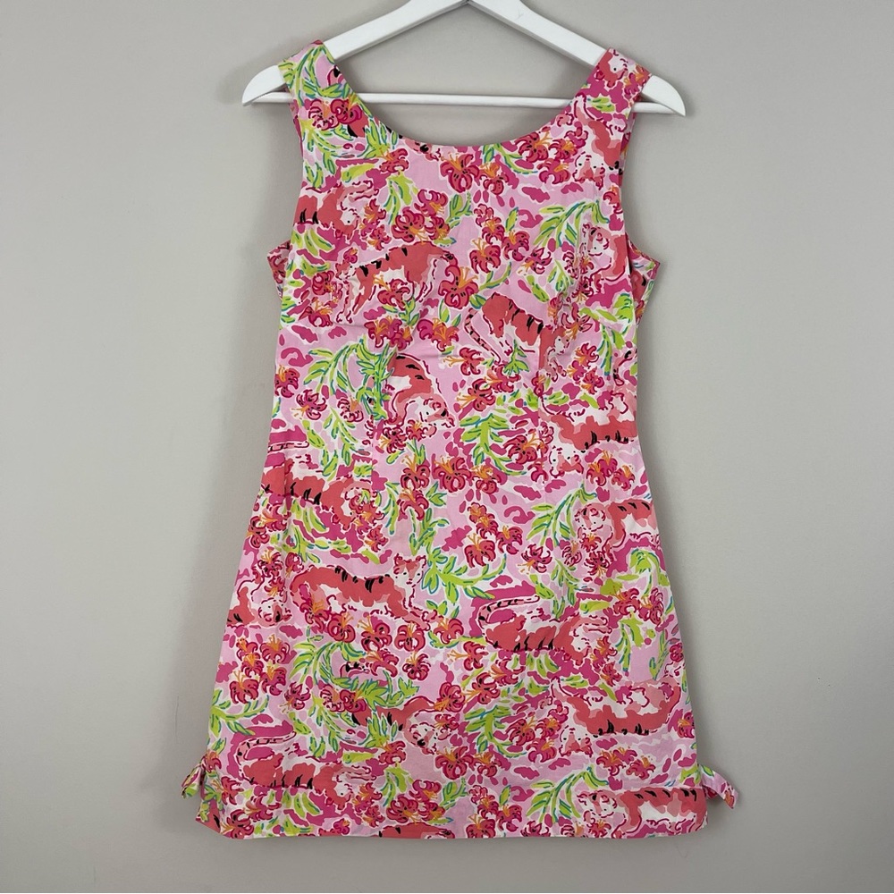 Lilly Pulitzer Pink Floral Shift Dress with Green Accents